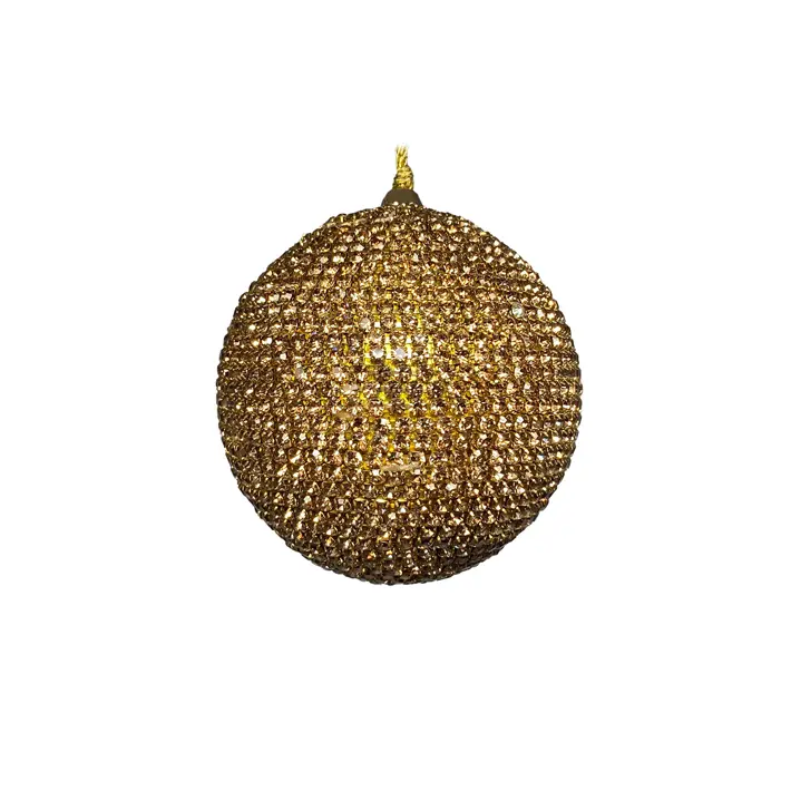 Шар c кристаллами D8 см, пластик, стекло, золотой