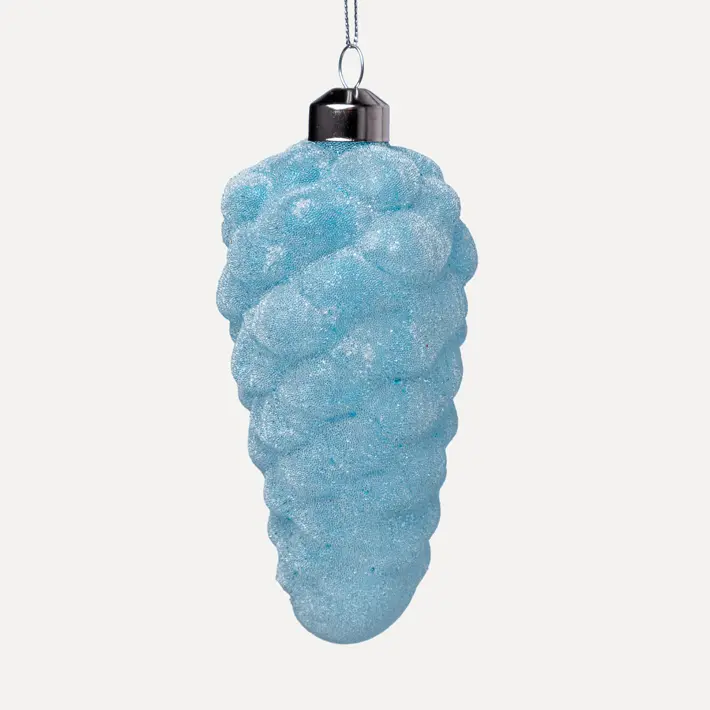 Подвес ШИШКА 6x13 см, стекло, голубой