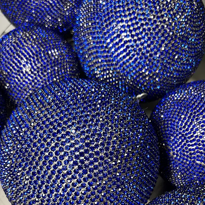 Шар c кристаллами D10 см, пластик, стекло, синий