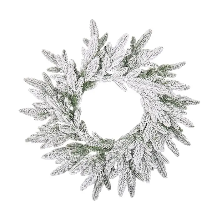 Венок рождественский РОМАНОВСКИЙ, заснеженный D65 см, пластик, белый