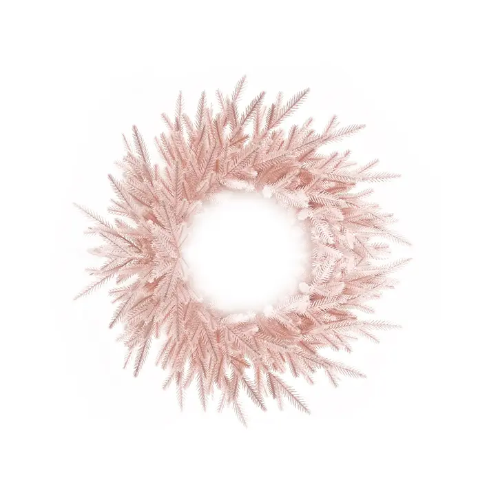 Венок рождественский D60 см, пластик, розовый