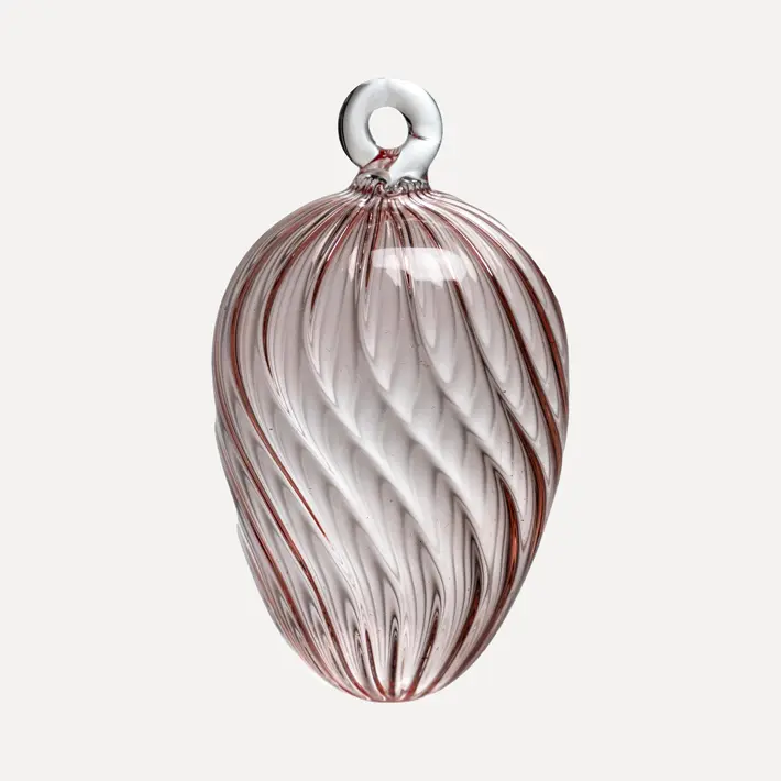 Подвес ручной работы ЯЙЦО 6x7 см, стекло, светло-розовый