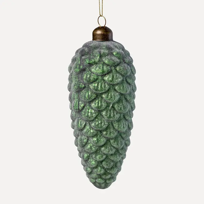 Подвес ШИШКА 7x15 см, стекло, зеленый