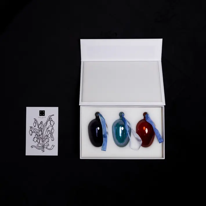 Набор украшений ручной работы ЯЙЦА, H8 см, 3 шт, коричневый, голубой, синий