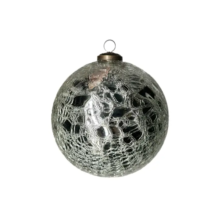 Шар КРАКЛЕ D15 см, стекло, серебряный