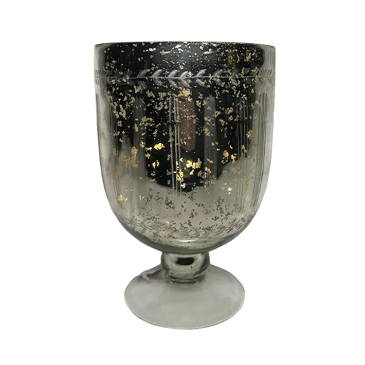 Ваза на ножке, 17х24 см, стекло, золотой