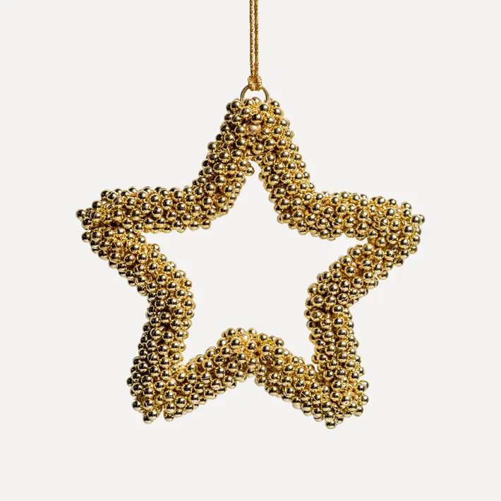 Подвес ЗВЕЗДА D11 см, бисер, золотой