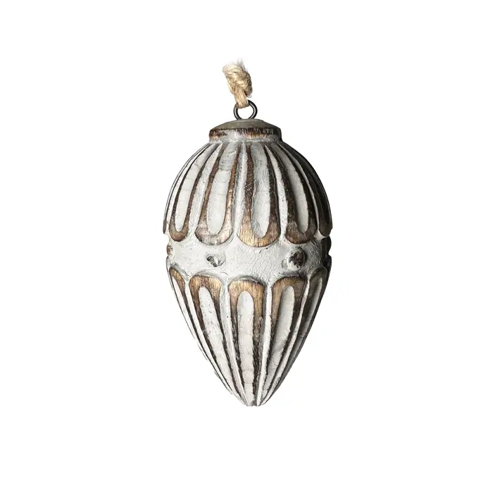 Подвес КАПЛЯ 7х12 см, дерево, белый, коричневый