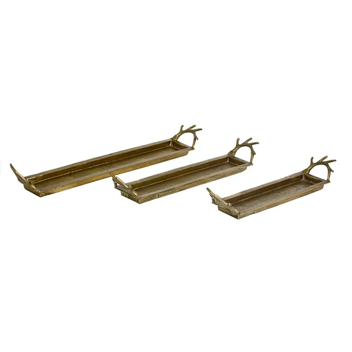 Поднос прямоугольный 67х14х13 см, металл, золотой