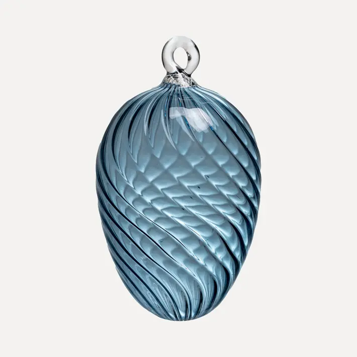 Подвес ручной работы ЯЙЦО 8x9 см, стекло, темно-голубой