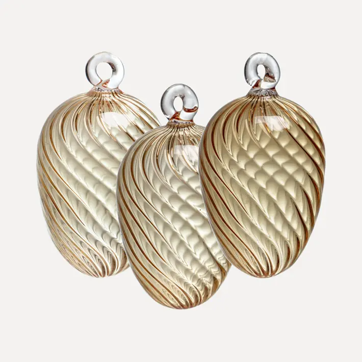 Набор украшений ручной работы ЯЙЦА, H6 см, 3 шт, светло-жёлтый, жёлтый, тёмно-жёлтый