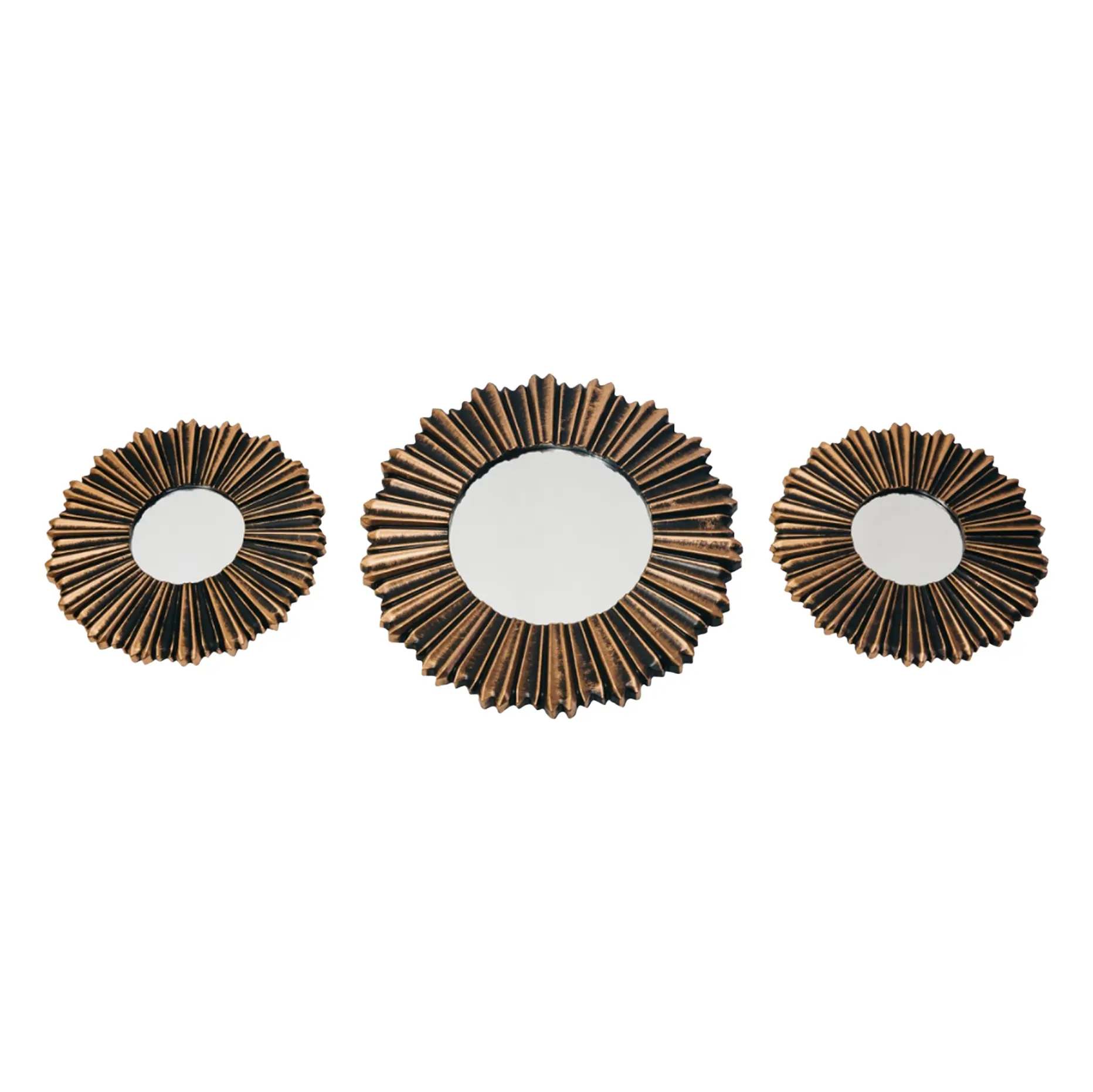 Зеркала 25;25;35 см в комплекте, 3шт, стекло/пластик, бронзовый