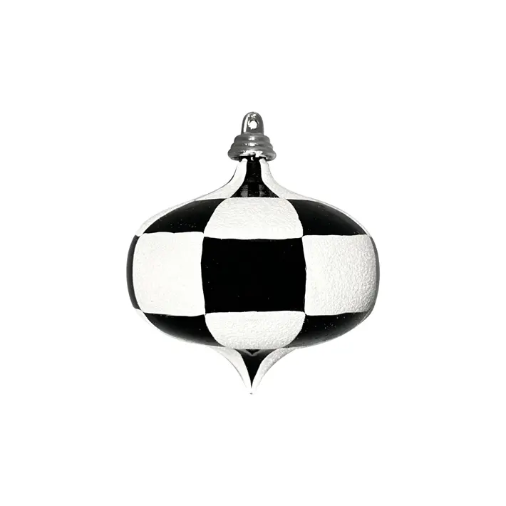 Шар ЛУКОВИЦА в клетку D8 см, пластик, белый, черный