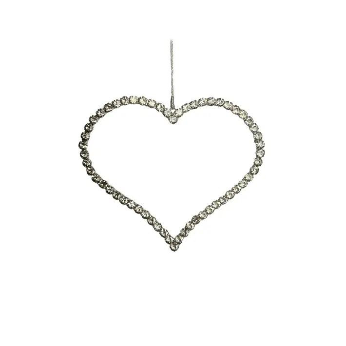 Подвес СЕРДЦЕ D15 см, стекло, металл, серебряный