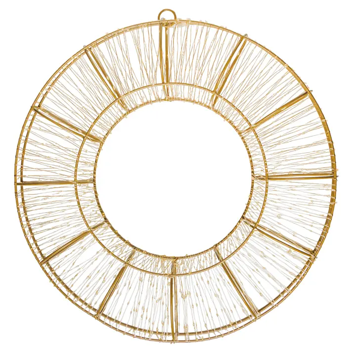 Венок LED D65 см, металл, золотой