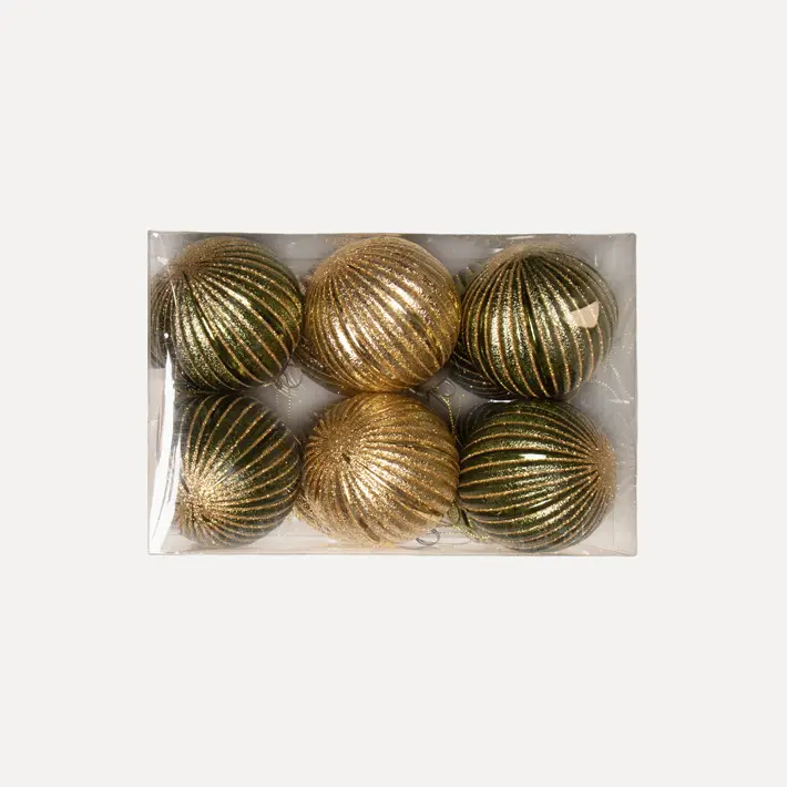 Шары в наборе D8 см, 12 шт, пластик, золотой, зеленый, оливковый