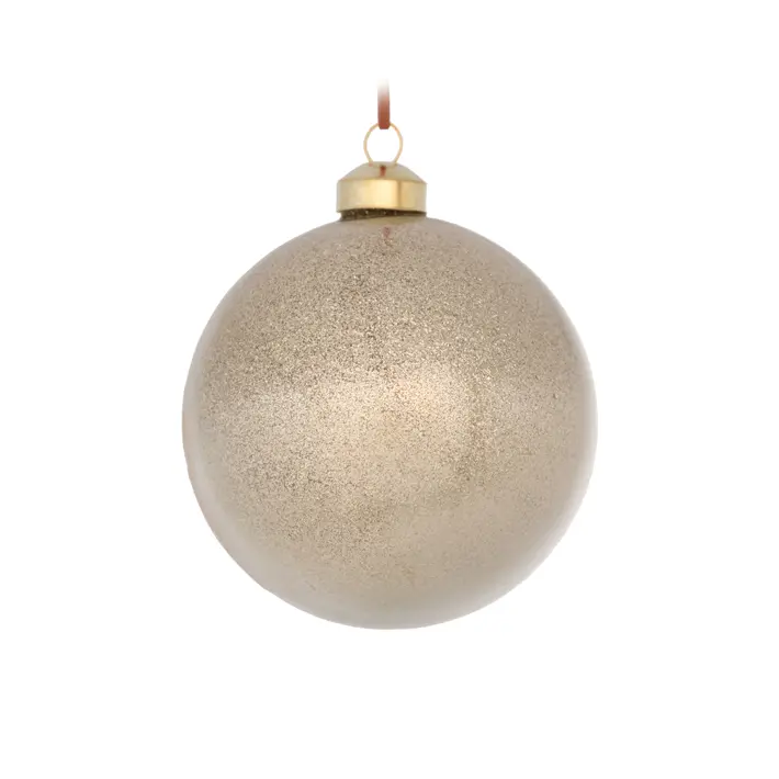 Шар D10 см, стекло, белый, золотой
