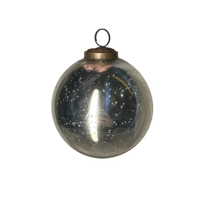 Шар D10 см, стекло, серебряный