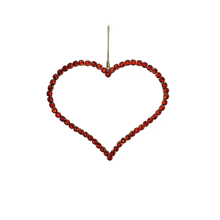 Подвес СЕРДЦЕ D15 см, стекло, металл, красный