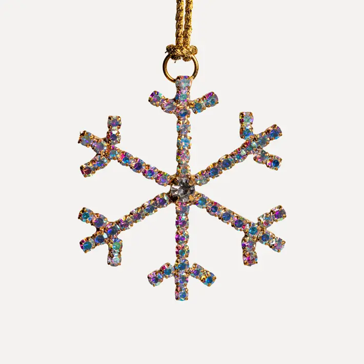 Подвес СНЕЖИНКА с кристаллами D5 см, стекло, металл, мультиколор