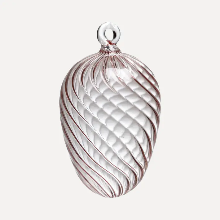 Подвес ручной работы ЯЙЦО 8x9 см, стекло, светло-розовый