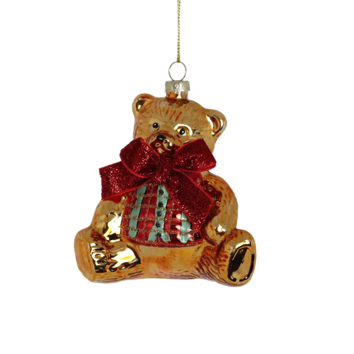 Подвес МИШКА 10х6х11 см, стекло, золотой