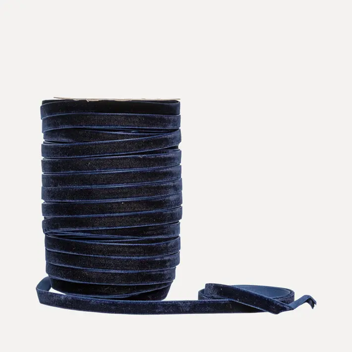 Бархатная лента, W 0,6 см, L 91,4 м, темно-синий