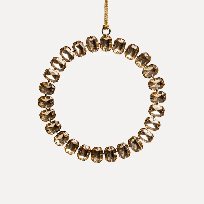 Подвес КОЛЬЦО с кристаллами D12 см, стекло, металл, золотой