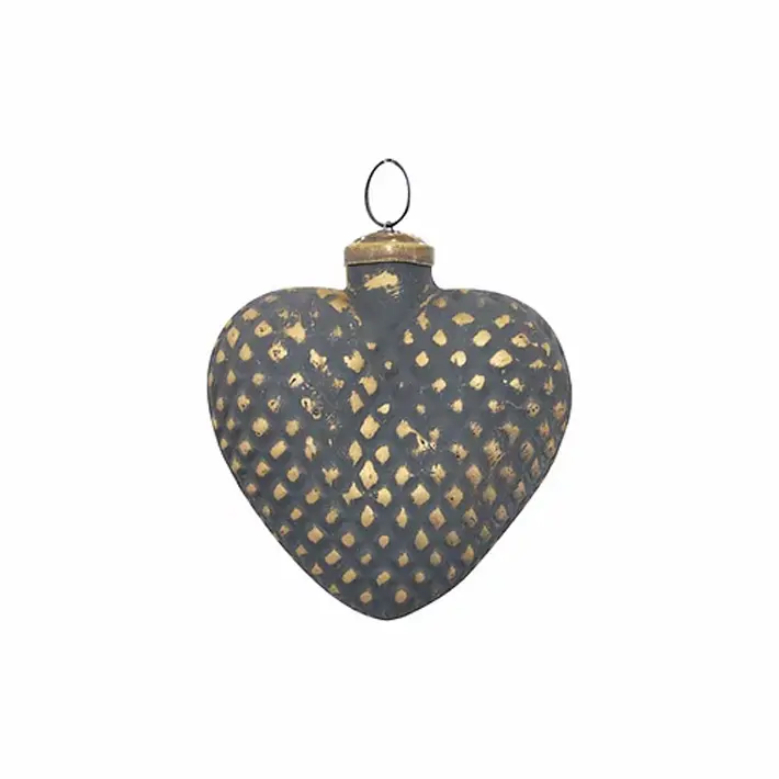 Подвес СЕРДЦЕ H10 см, стекло, чёрный