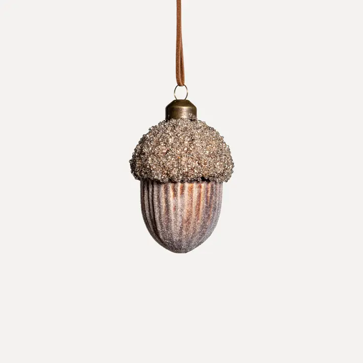 Подвес ЖЕЛУДЬ 6x9 см, стекло, светло-коричневый