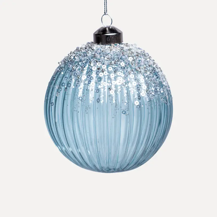 Шар D10 см, стекло, голубой