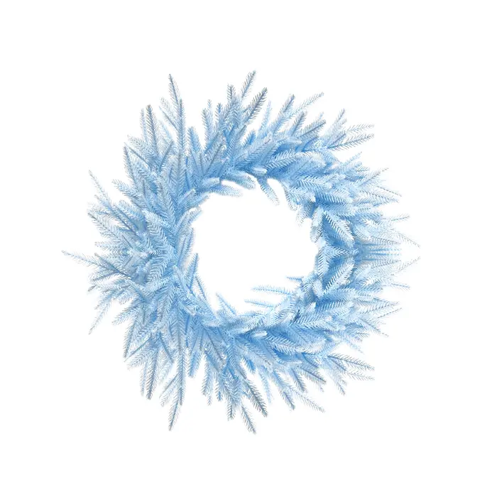 Венок рождественский D60 см, пластик, голубой