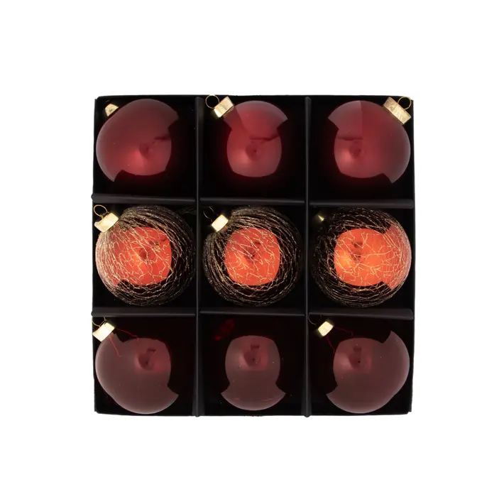 Шары в наборе D10 см, 9 шт, пластик, красный