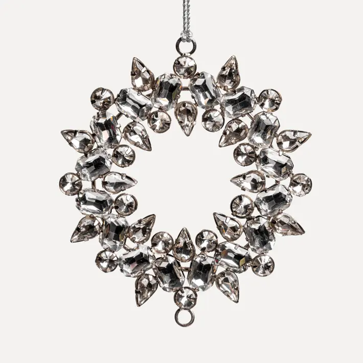 Подвес КОЛЬЦО с кристаллами D10 см, стекло, металл, серебряный