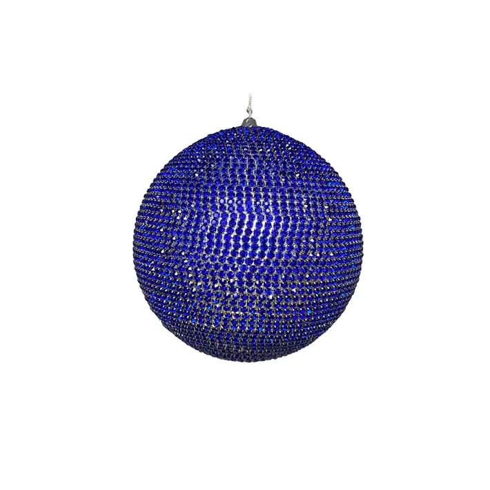 Шар c кристаллами D12 см, пластик, стекло, синий