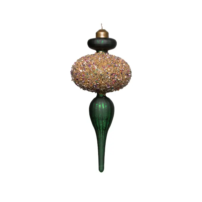 Подвес H20 см с блестками, стекло, зеленый, мультиколор