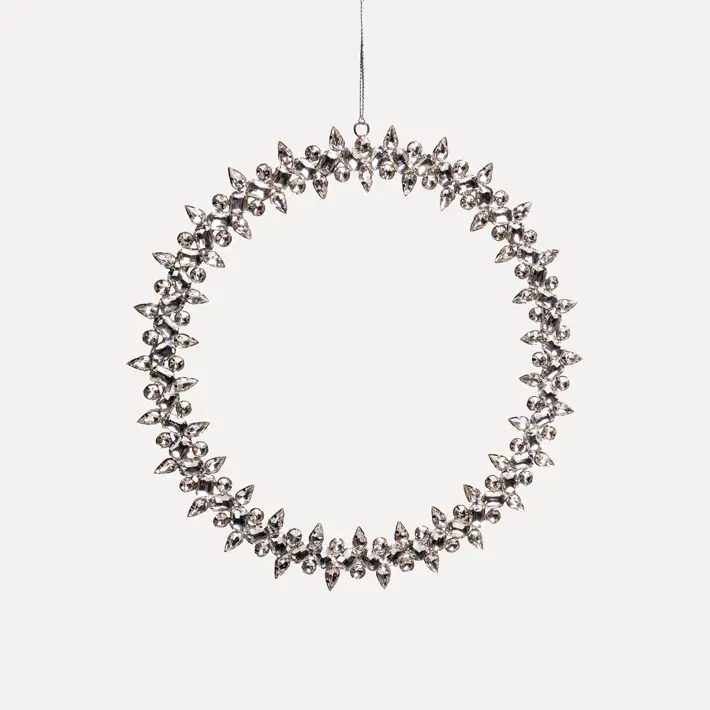 Подвес КОЛЬЦО с кристаллами D25 см, стекло, металл, серебряный