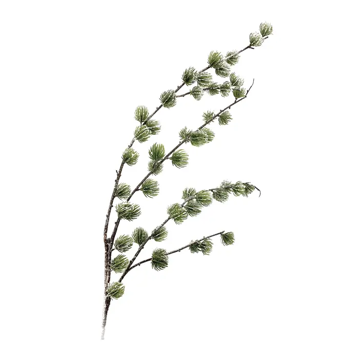 Ветвь Подокарпуса H130 см, заснеженная, пластик, зелёный