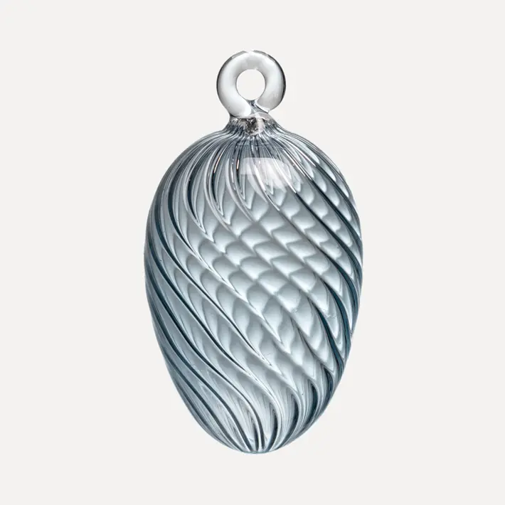 Подвес ручной работы ЯЙЦО 6x7 см, стекло, светло-голубой