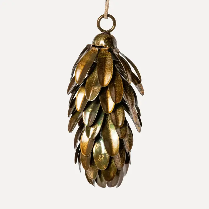 Подвес ШИШКА 5x10 см, металл, золотой