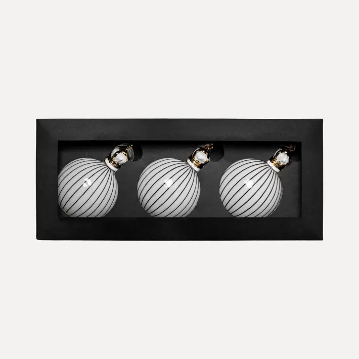 Шары в наборе D8 см, 3шт, стекло, белый, черный