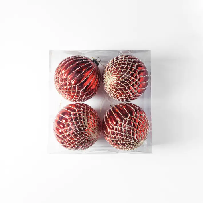 Шары в наборе D14 см, 4 шт, пластик, красный