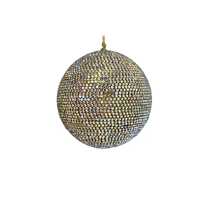 Шар D12 см c кристаллами, пластик, стекло, радужный, золотой