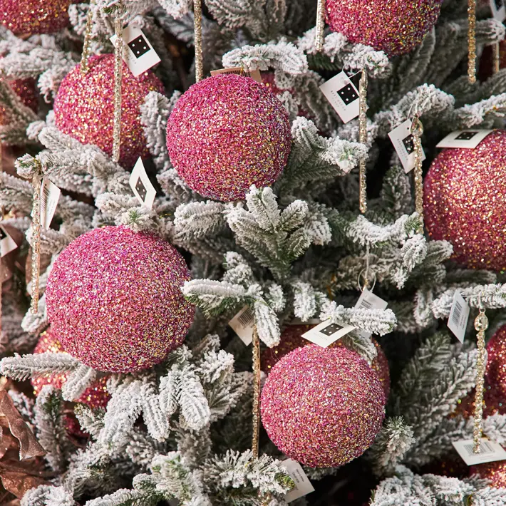 Шар с блёстками D10 см, пенопласт, фуксия, мультиколор