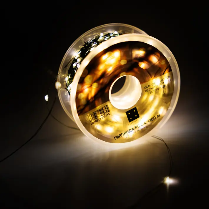 Гирлянда РОСА, L100 м, в бобине, пластик, металл, зеленый Гирлянда РОСА, L100 м, в бобине, пластик, металл, зеленый