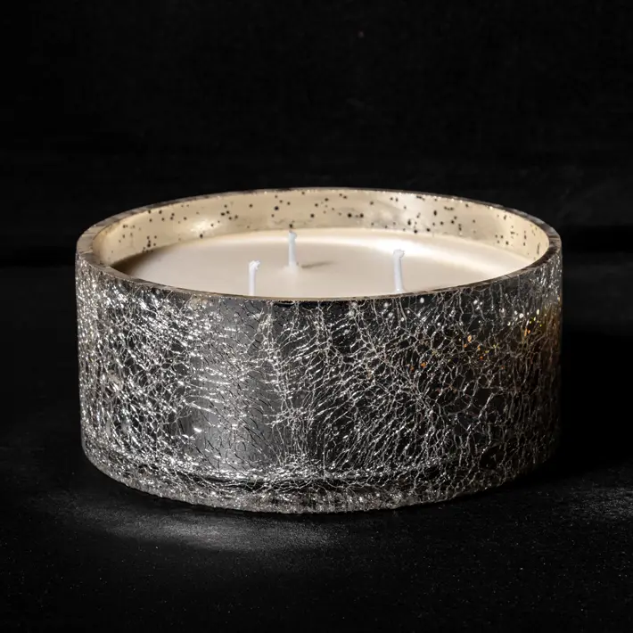 Свеча в стакане БЕРГАМОТ, D15xH6 см, стекло, серебро