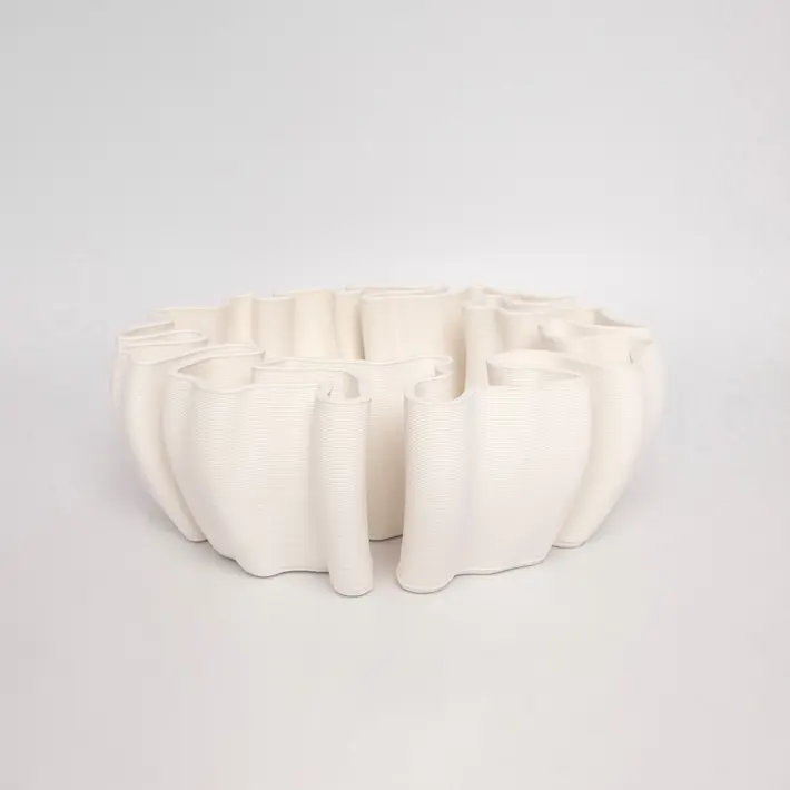 Ваза с 3D рисунком 30x10 см, керамика, белый