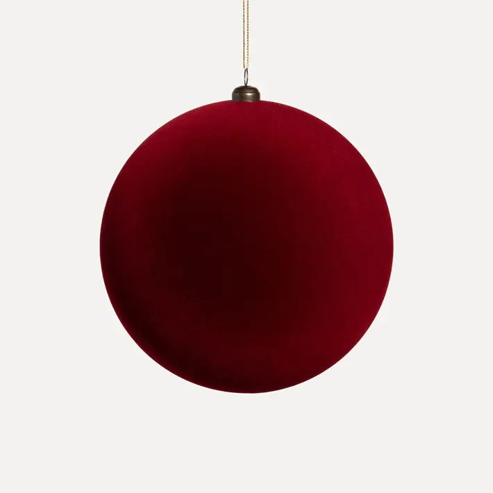 Шар D15 см, пластик, флок, бордовый