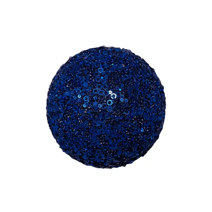 Шар D20 см с пайетками, пенопласт, синий
