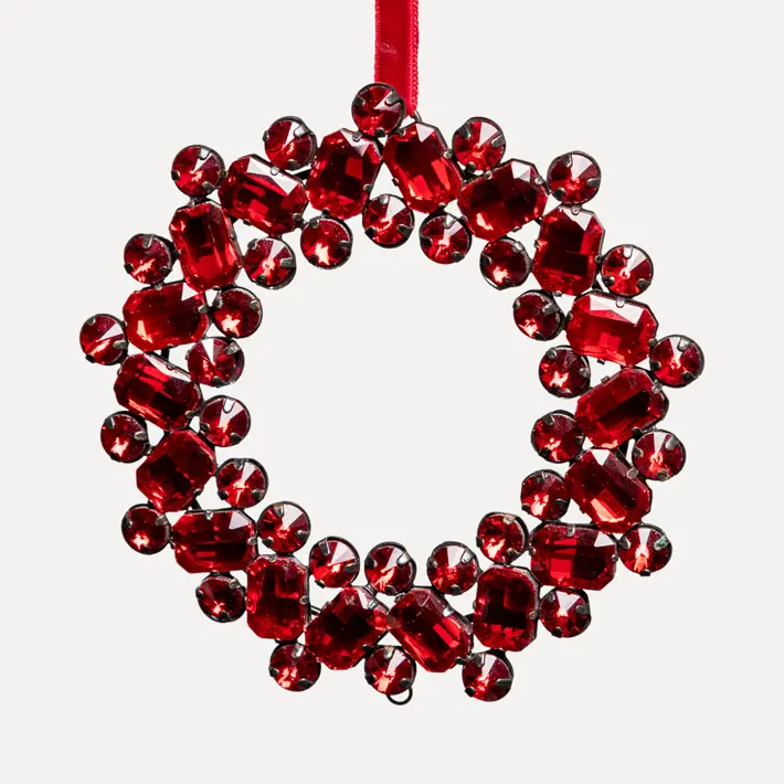 Подвес КОЛЬЦО с кристаллами D10 см, металл, стекло, красный